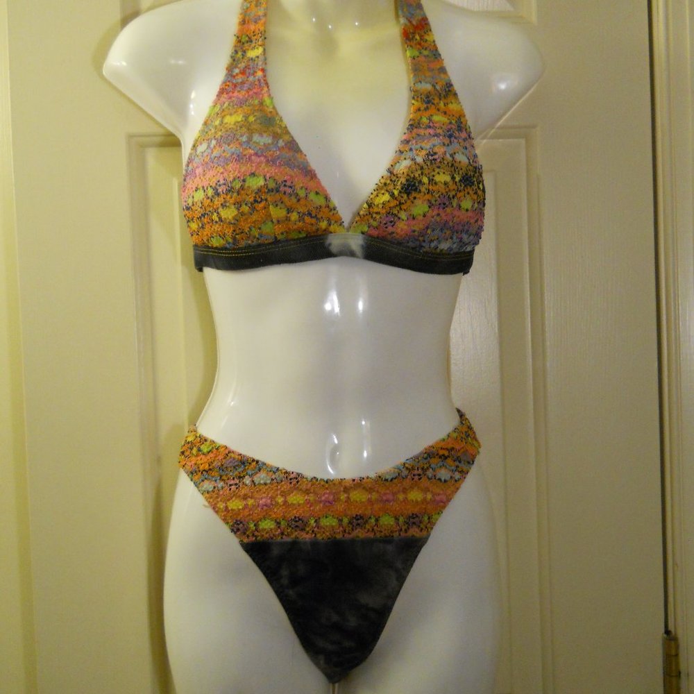 3 pc set bikini match coverup skirt vintage